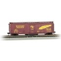 Track Cleaning 50` Plug-Door Boxcar - Ready to Run -- Western Pacific 56057 (Boxcar Red, yellow `Rides like a Feather` Slogan), 