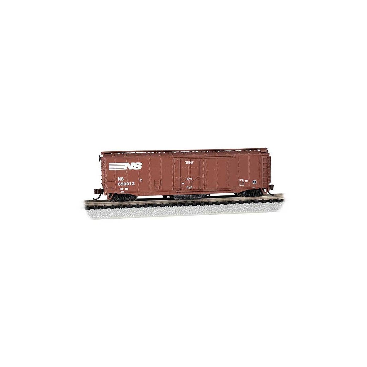 Track Cleaning 50′ Plug-Door Boxcar - Ready to Run -- Norfolk Southern 650012 (Boxcar Red), N, Bachmann Industries 16371