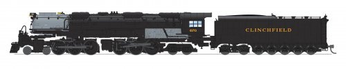 REFURBISHED R8659 Clinchfield Challenger 4-6-6-4, 670, Black & Graphite, Coal Tender, No-Sound / DCC-Ready, N, BLI, 8659