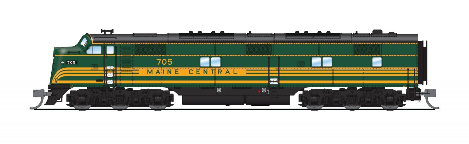REFURBISHED R8766 EMD E7A, MEC 708, Green & Dulux Gold, Paragon4 Sound/DC/DCC, N, BLI, 8766