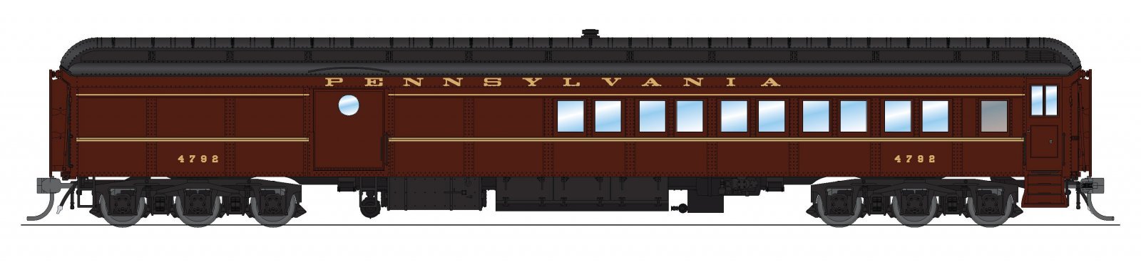 PRR Heavyweight 5-Car Passenger Set, 1950's Era, HO (PB70 4792, P70 3435, P70 3609, P70 3724, Z74d 7509 "Ohio"), BLI, 8966