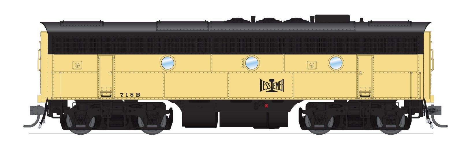 REFURBISHED MUR9754B *MISSING UNIT* EMD F7 B-UNIT ONLY, B&LE 718B, Unpowered "Dummy" B, HO, BLI, 9754