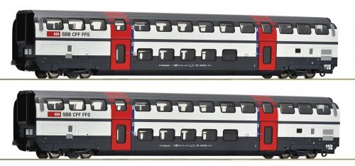 2 piece set (1): 2nd class double-deck coaches, SBB, HO, Roco 6200216