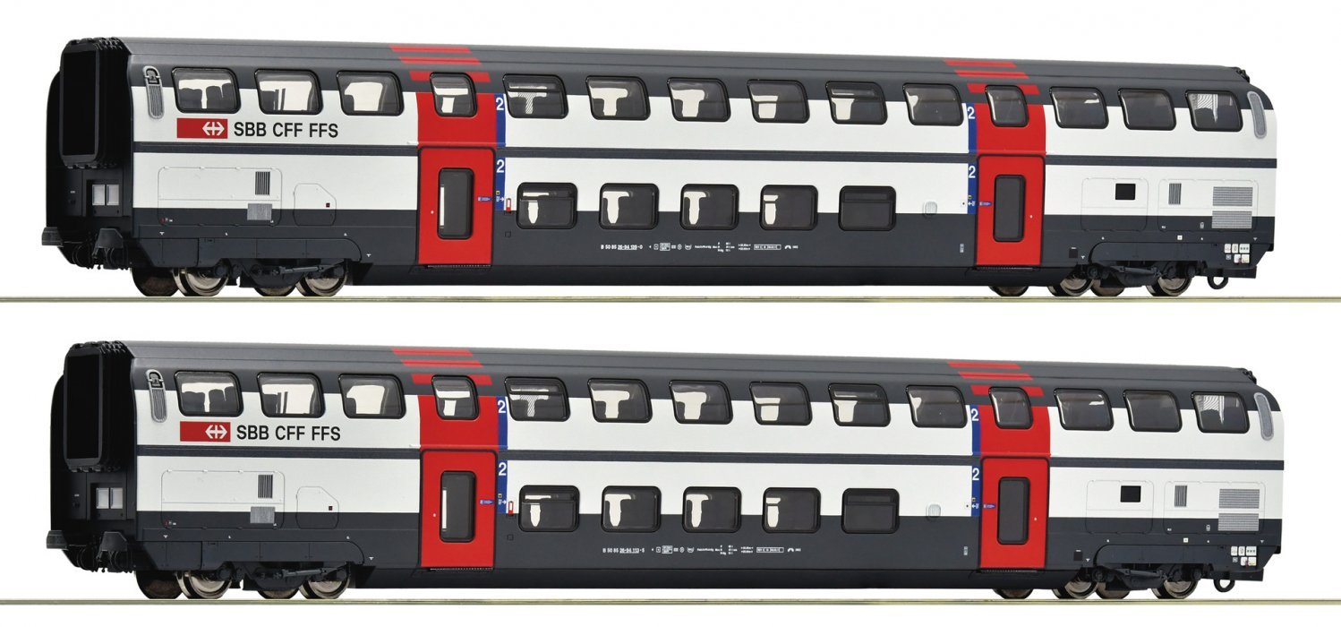 2 piece set (1): 2nd class double-deck coaches, SBB, HO, Roco 6200216