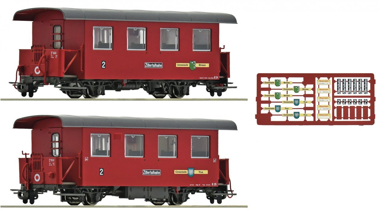 2-piece set: Narrow gauge passenger coaches, Zillertalbahn, HOe, Roco 6240003