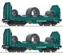 2 piece set: Coil transport wagons, FS, HO, Roco 6600181