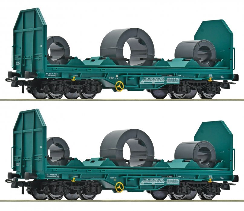 2 piece set: Coil transport wagons, FS, HO, Roco 6600181