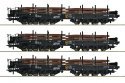 3 piece set: Heavy-duty flat wagons, NS, HO, Roco 6600263