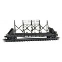 50′ Fishbelly-Side Flatcar with Panel Track Support Frame Kit - Ready to Run -- Conrail 758007 (black), N, Micro Trains Line 4