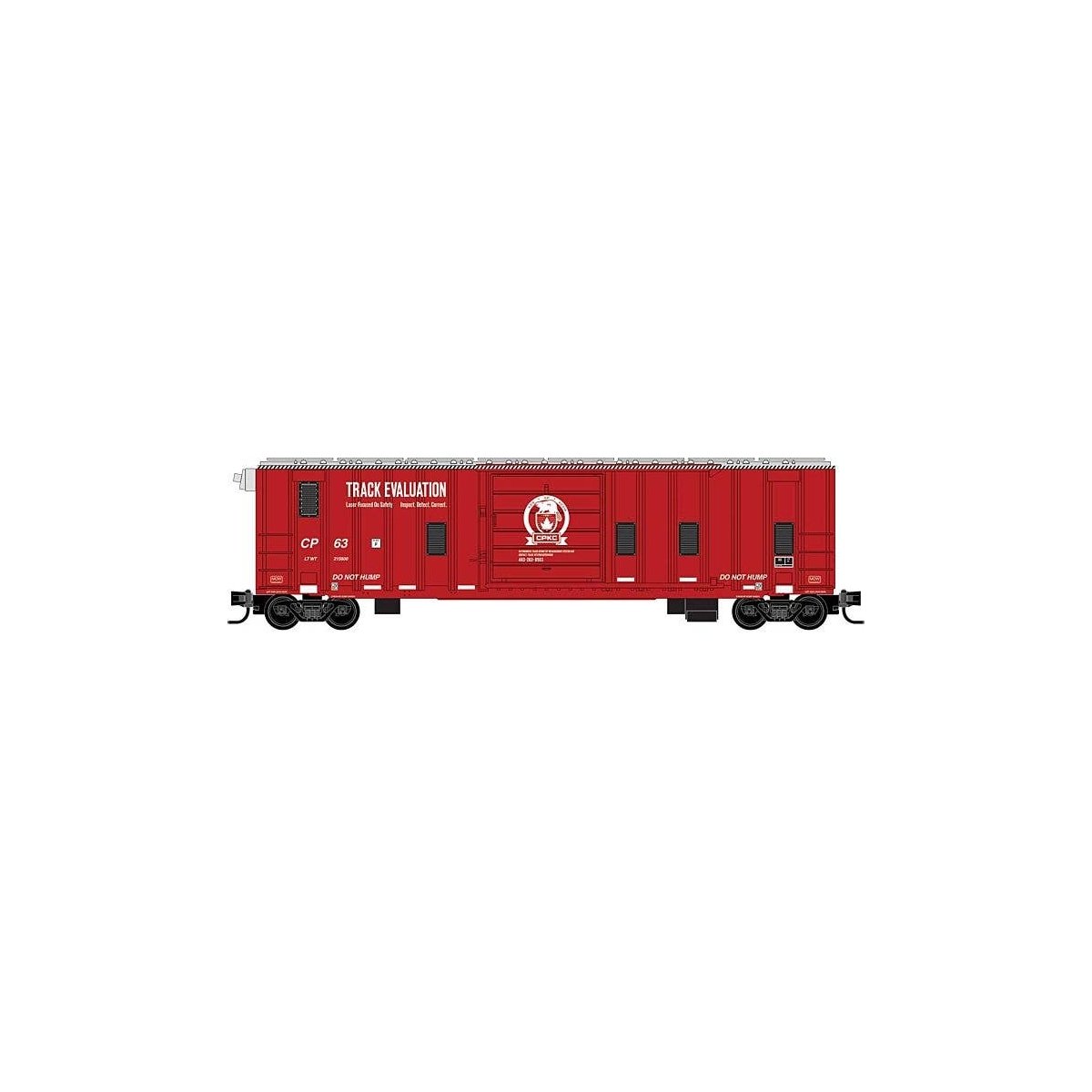 50′ Rib-Side Track Inspection Car, No Roofwalk - Ready to Run -- Canadian Pacific Kansas City CPKC CP 63 (red, silver, white),