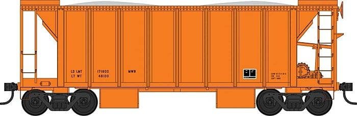 70-Ton 2-Bay Ballast Hopper with Side Chutes (Ballast Gates) - Ready to Run -- Dimensional Data Only (orange), HO, Bowser Manufa