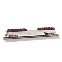 52′ Wheel Flatcar with Load - Ready to Run -- Santa Fe 198234 (MOW silver, black), HO, Bachmann Industries 18937