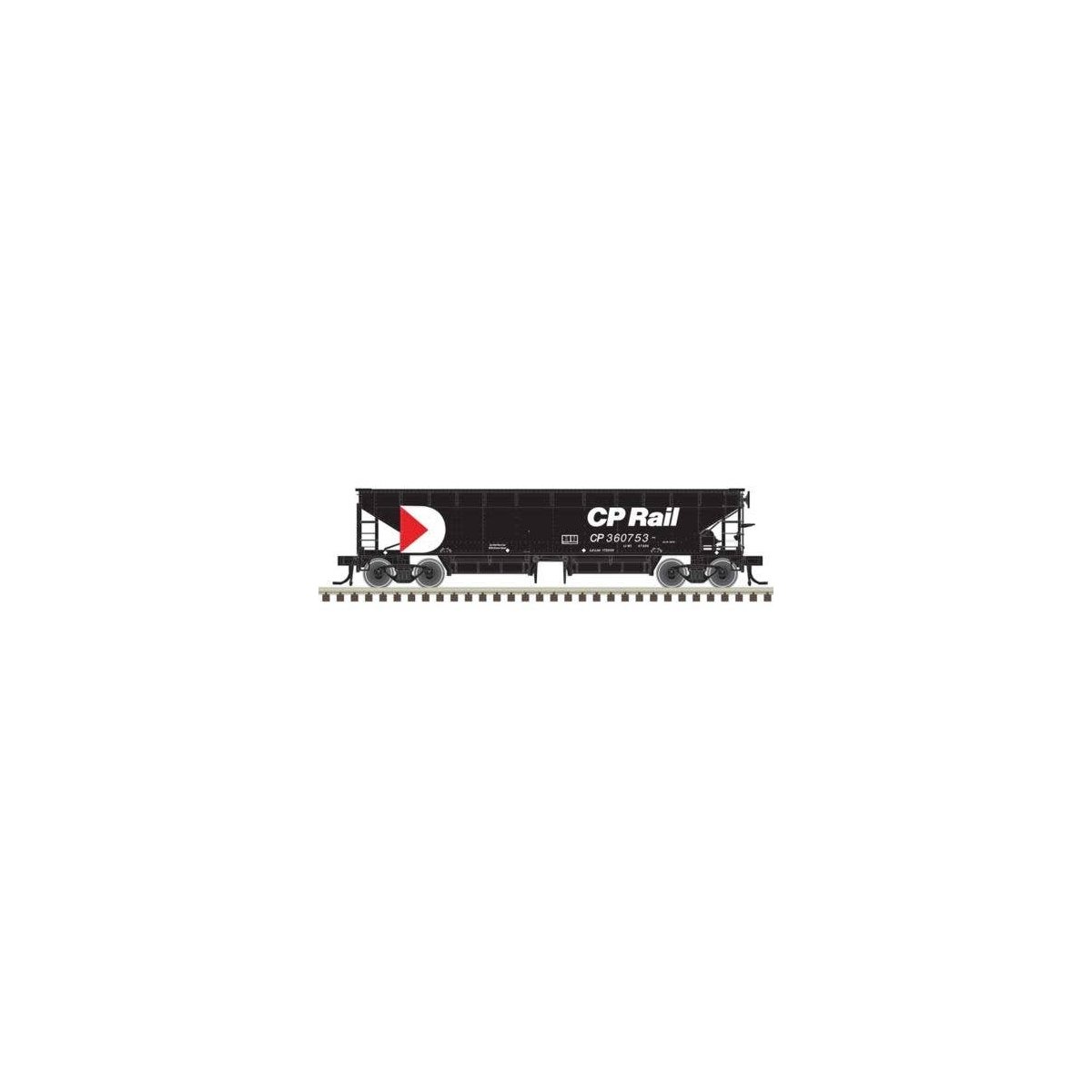 70-Ton Hart Ballast Car - Ready to Run - Master(R) -- Canadian Pacific 360770 (black, white, red), N, Atlas Model Railroad Co. 5