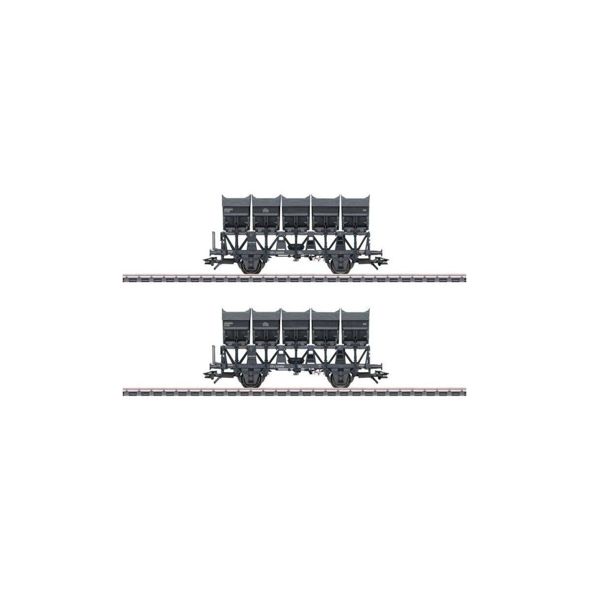 Type STCwf 2-Axle Dump Car 2-Pack - 3-Rail - Ready to Run -- Luxembourg State Railways CFL (Era III 1950s, gray), HO, Marklin, I