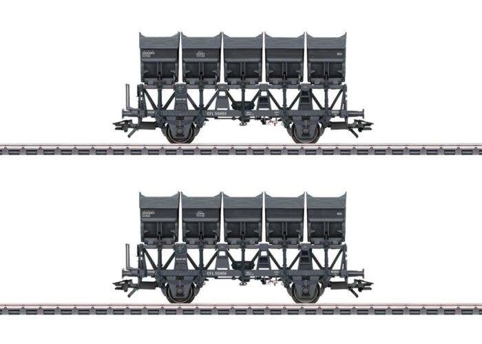 Type STCwf 2-Axle Dump Car 2-Pack - 3-Rail - Ready to Run -- Luxembourg State Railways CFL (Era III 1950s, gray), HO, Marklin, I