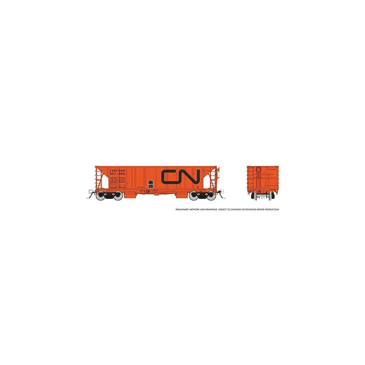 NSC Ballast Hopper - Ready to Run -- Canadian National Random from Set 2 (orange, black, Noodle Logo), HO, Rapido Trains Inc 158