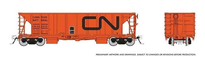 NSC Ballast Hopper - Ready to Run -- Canadian National Random from Set 2 (orange, black, Noodle Logo), HO, Rapido Trains Inc 158