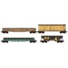 Maintenance-of-Way 4-Car Set - Ready to Run w/Load Kits -- Penn Central Weathered Wheel Flat, Gondola, Boxcar, 2-Bay Hopper, N, 