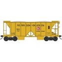 70-Ton 2-Bay Ballast Hopper with Side Chutes (Ballast Gates) - Ready to Run -- Morrison Knudsen 779 (yellow), HO, Bowser Manufac