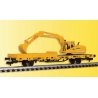Low-Side Work Car w/Atlas Excavator - Ready to Run -- Yellow, HO, Kibri 26250