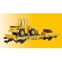 Low-Side Work Gondola w/Wheel Loader Load - Ready to Run -- GleisBau (yellow), HO, Kibri 26274