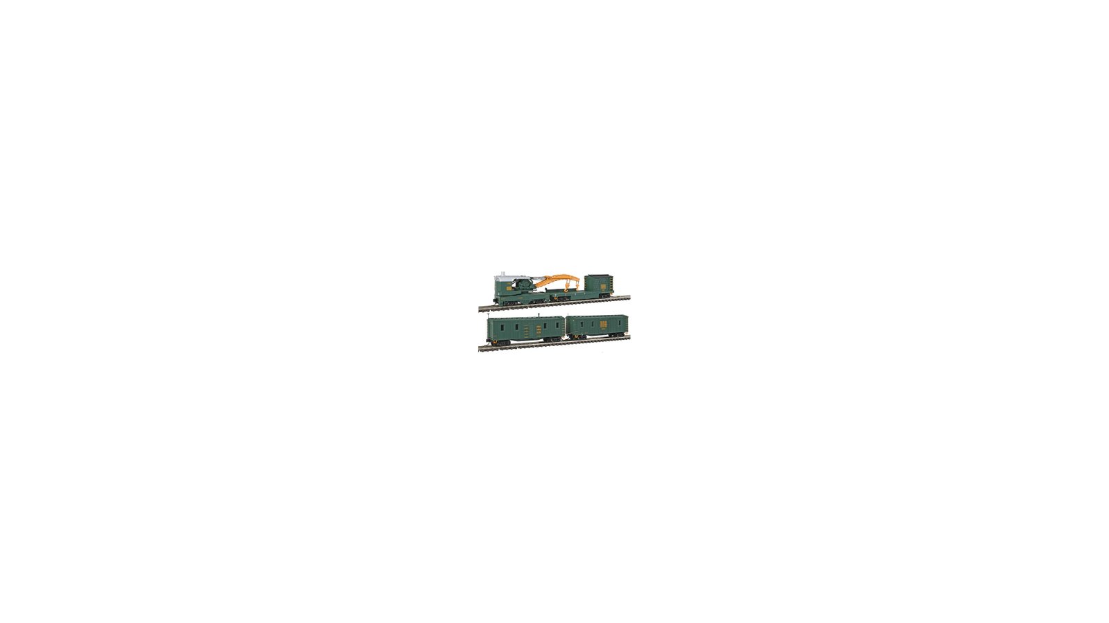 4-Car Wreck Train Set - Ready to Run -- Crane, Boom, Tool