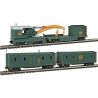 4-Car Wreck Train Set - Ready to Run -- Crane, Boom, Tool & Crew Car, Maine Central, N, Intermountain Railway Company 650414