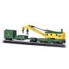 250-Ton Crane Car & Boom Tender - Silver Series(R) -- Reading (Green, yellow), HO, Bachmann Industries 16110