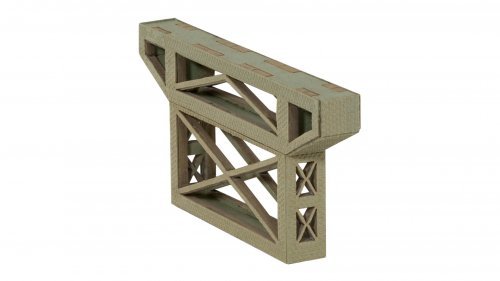 Steel Truss Bridge Pier - Kit (Laser-Cut Card) -- 7-1/16` 18cm Long Abutments: 3-3/4` 7.2cm Tall, HO, NOCH 67031