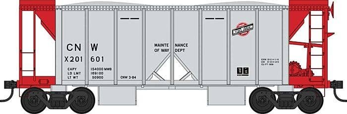 70-Ton 2-Bay Ballast Hopper with Side Chutes (Ballast Gates) - Ready to Run -- Chicago & North Western X201750 (gray, red), HO, 