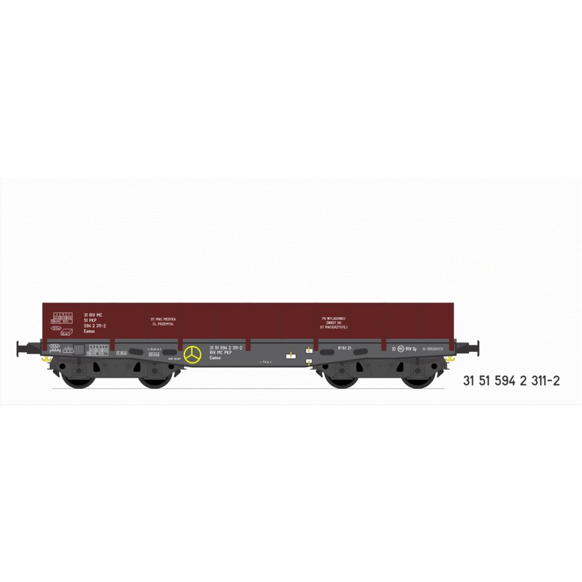 Flat car - gondola - HO - Modela 87309-01
