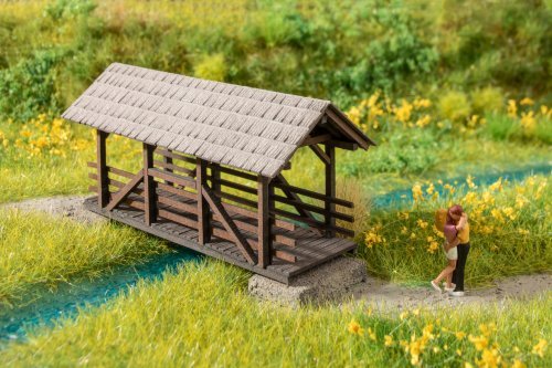 Covered Pedestrian Bridge - Laser-Cut Minis -- Laser-Cut Kit - 3-1/8 x 1-3/8 x 1-1/2′ 7.9 x 3.5 x, HO, NOCH 14372