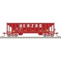 41′ Ballast Hopper 3-Pack - Ready to Run - Master(R) -- Herzog 6317, 6839, 6850 (Boxcar Red, white), N, Atlas Model Railroad C
