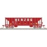 41′ Ballast Hopper 3-Pack - Ready to Run - Master(R) -- Herzog 6317, 6839, 6850 (Boxcar Red, white), N, Atlas Model Railroad C