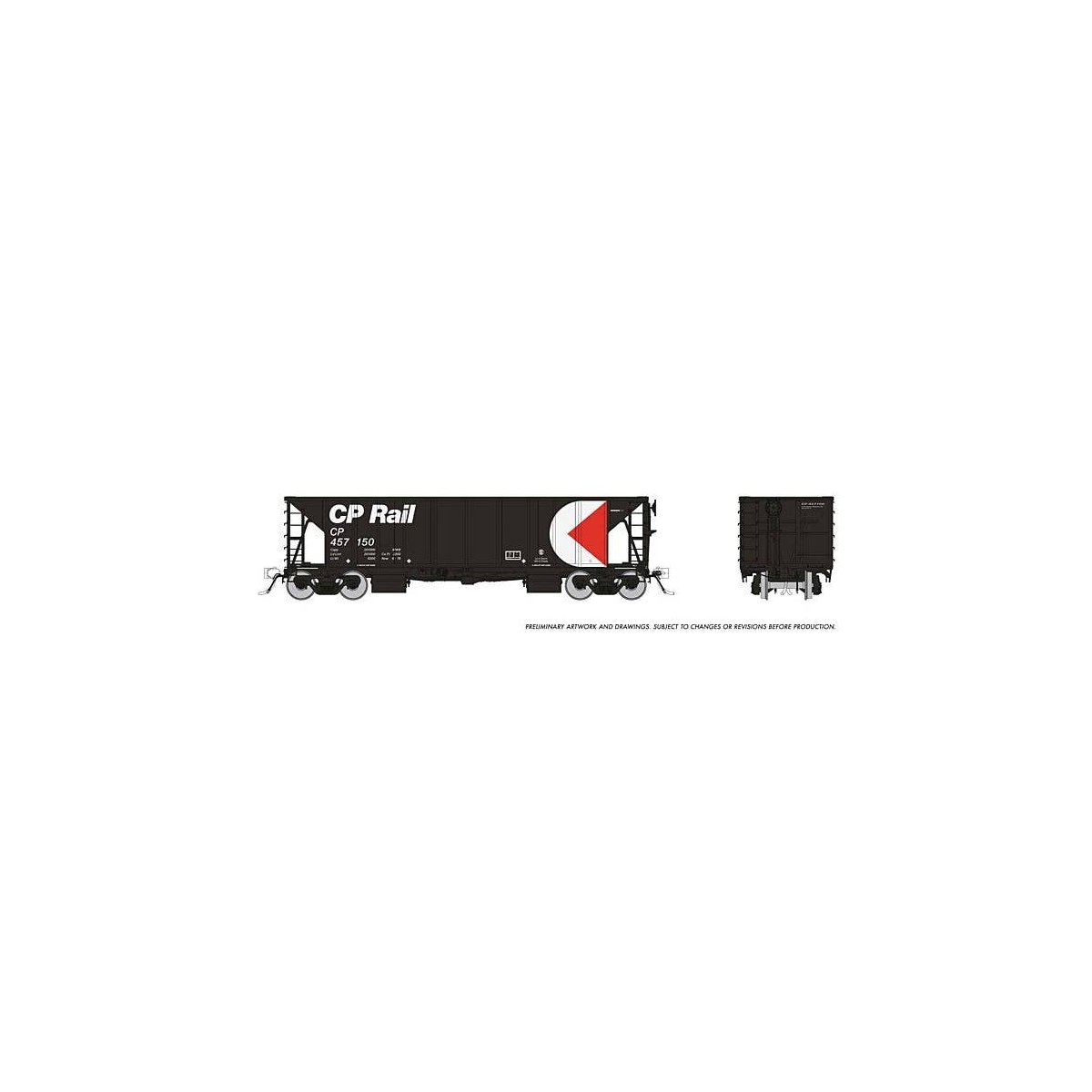 NSC Ballast Hopper 6-Pack - Ready to Run -- Canadian Pacific Set 2 (black, white, red, Multimark), HO, Rapido Trains Inc 158015