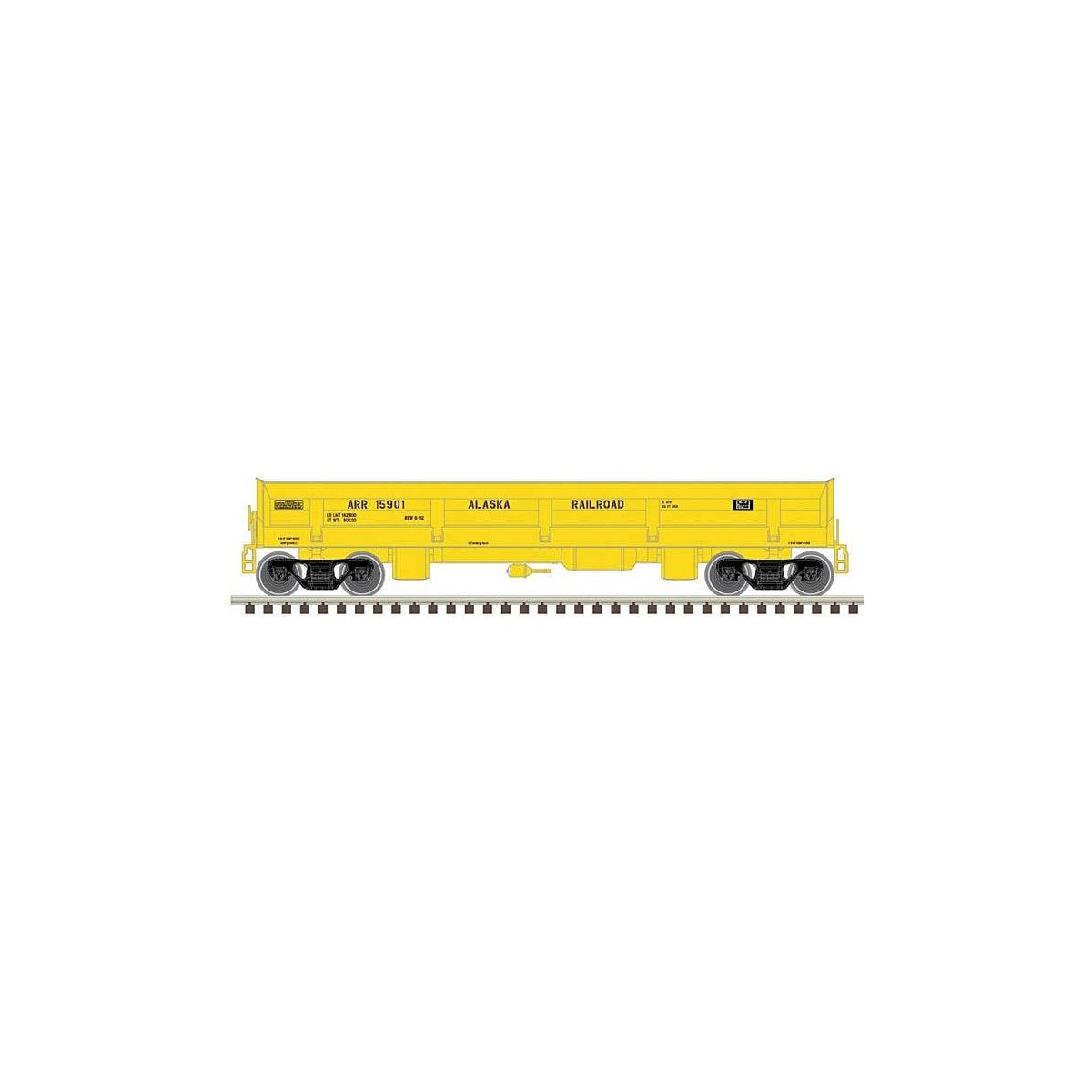 Difco Side Dump Car - Ready to Run - Master(R) -- Alaska Railroad 15840 (yellow), N, Atlas Model Railroad Co. 50004582