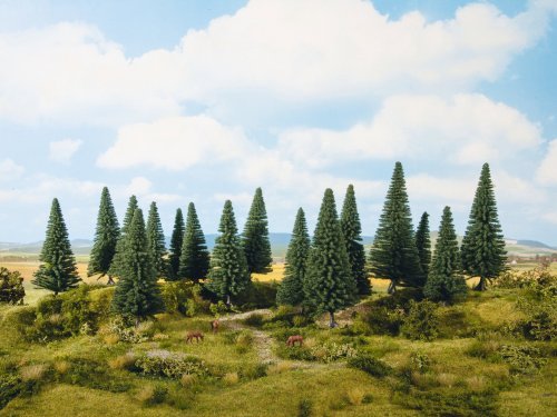 Fir Trees -- 5-1/2 to 7-1/16′ 14 to 18cm Tall pkg(6), All Scales, NOCH 24642