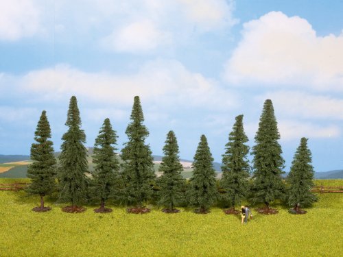 Fir Trees -- 3-1/8 - 4-3/4′ 8 - 12cm pkg(9), All Scales, NOCH 25086
