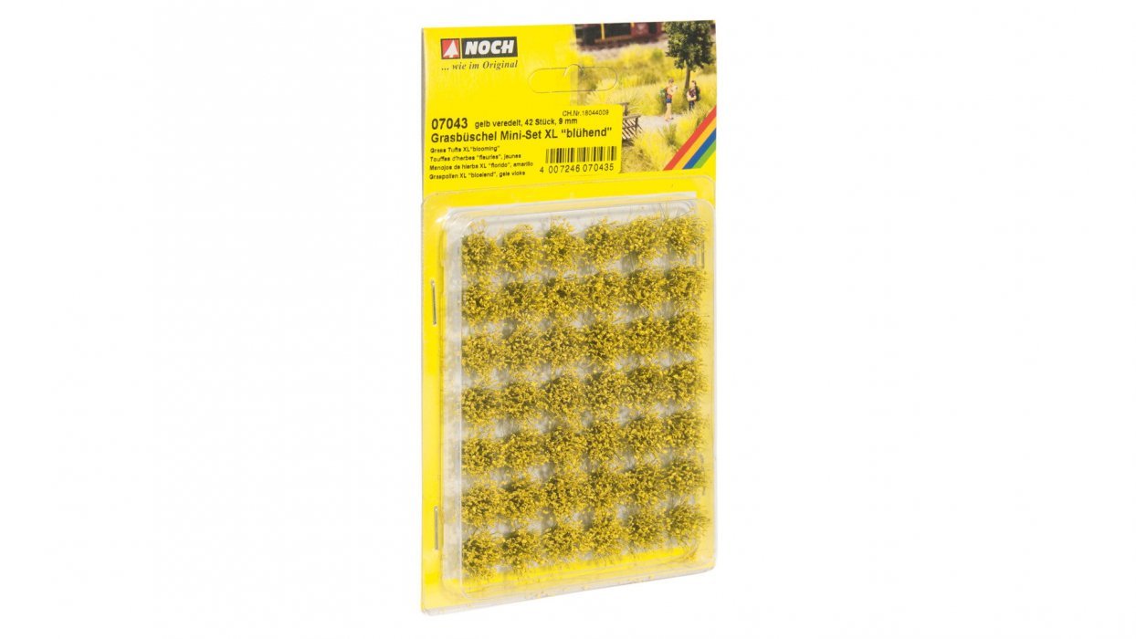Grass Tufts XL -- Blooming Yellow Flowers 3/8′ 9mm Fiber Tufts pkg(42), All Scales, NOCH 7043