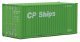 20′ Corrugated Container with Flat Panel - Assembled -- CP Ships (green, white), HO, Walthers SceneMaster 8010