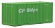 20′ Corrugated Container with Flat Panel - Assembled -- CP Ships (green, white), HO, Walthers SceneMaster 8010
