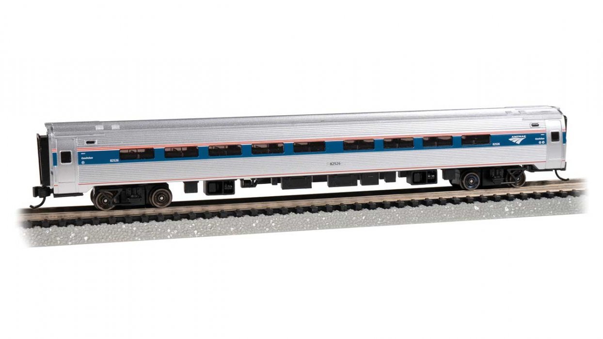 Budd Amfleet I Coach with Lighting - Ready to Run -- Amtrak 82526 (Phase VI, silver, blue, re, N, Bachmann Industries 14