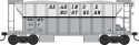 70-Ton 2-Bay Ballast Hopper with Side Chutes (Ballast Gates) - Ready to Run -- Reading , HO, Bowser Manufacturing Co. 43683