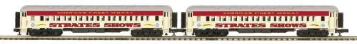 Madison Heavyweight Coach 2-Pack - 3-Rail - Ready to Run -- Strates Shows Red Train 2 Syracuse, 8 York, O, Atlas O 30017