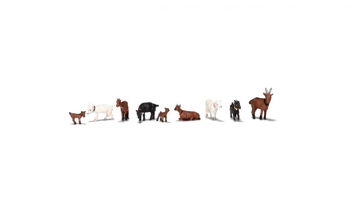 Goats - Scenic Accents(R) -- pkg(9), HO, Woodland Scenics 1965