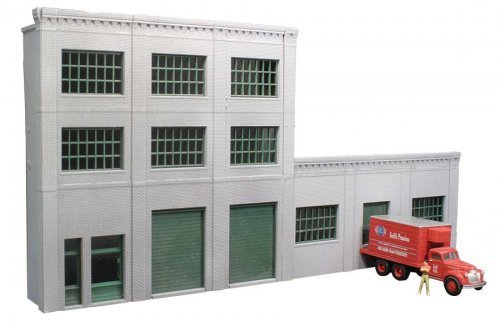 3-Story Building w/2 Overhead Doors, Loading Dock & Office Entry - Keyrail -- Background Buildin, HO, Lunde Studios QBHO