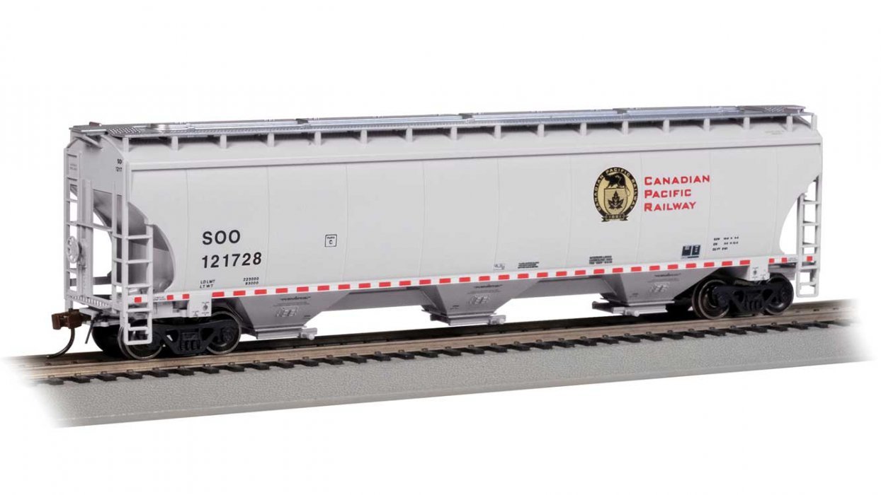 Trinity 5161 3-Bay Covered Hopper - Ready to Run -- Canadian Pacific SOO 121728 (gray, black, HO, Bachmann Industries 70