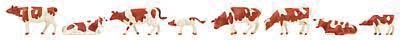Cows -- Brown and White pkg(8), HO, Faller Gmbh 151903