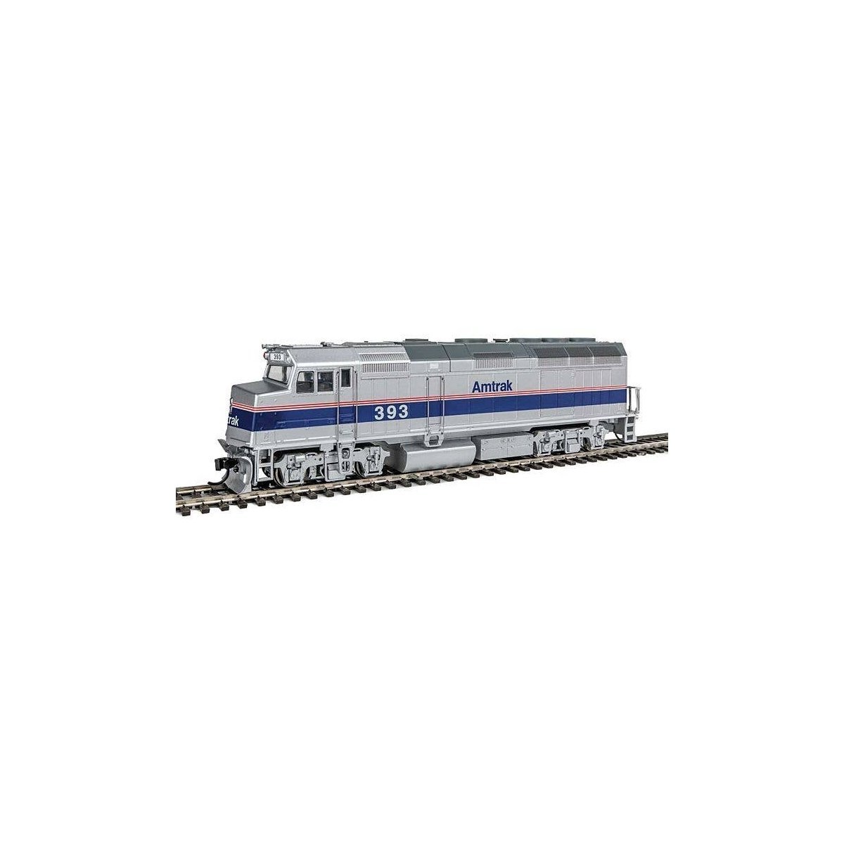 EMD F40PH - Standard DC -- Amtrak(R) 393 (Phase IV silver, Wide Blue, Thin Red, White Stripes), HO, WalthersMainline 9467