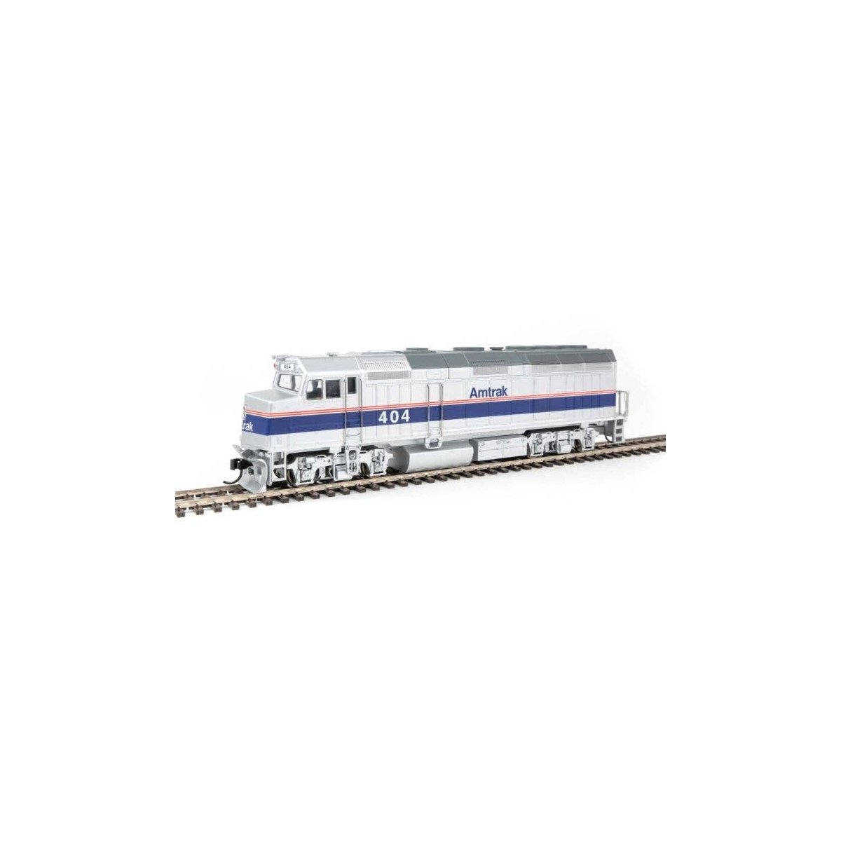 EMD F40PH - Standard DC -- Amtrak(R) 404 (Phase IV silver, Wide Blue, Thin Red, White Stripes), HO, WalthersMainline 9468